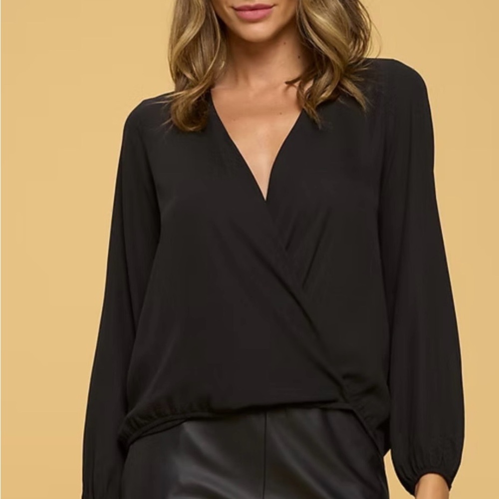 Banana Republic Black Surplice Long Sleeve Blouse